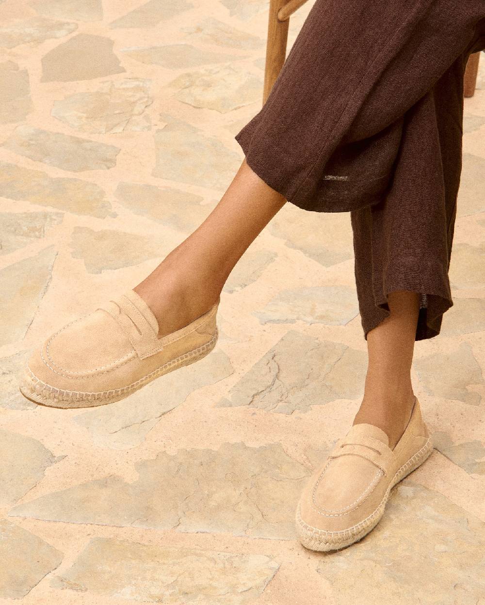 Manebí Suede Loafers Espadrilles - Hamptons Champagne Beige