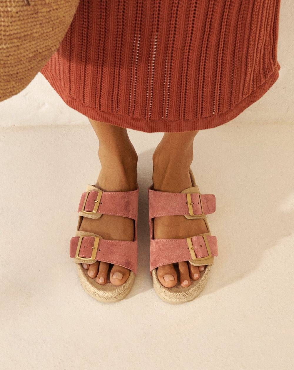 Manebí Suede Nordic Sandals - Terracotta \u0026 Champagne Beige