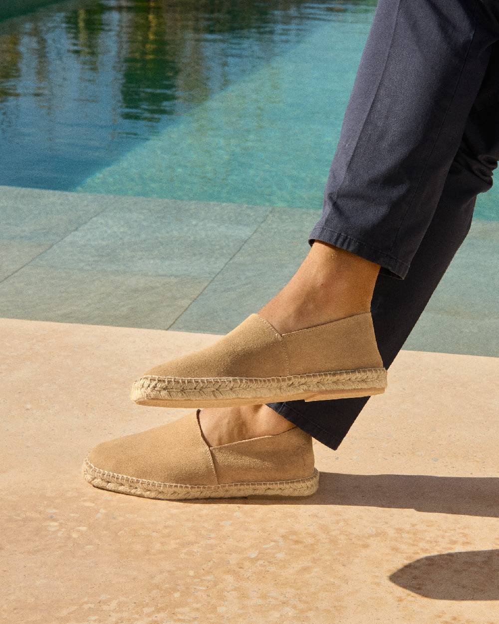 Manebí Suede Square Toe Espadrilles - Hamptons Washed Beige