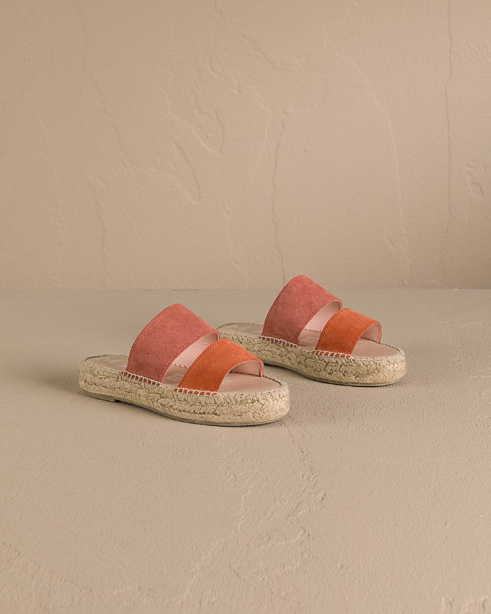 Manebí Suede Two Bands|Double Sole Sandals - Terracotta And Orange Rust