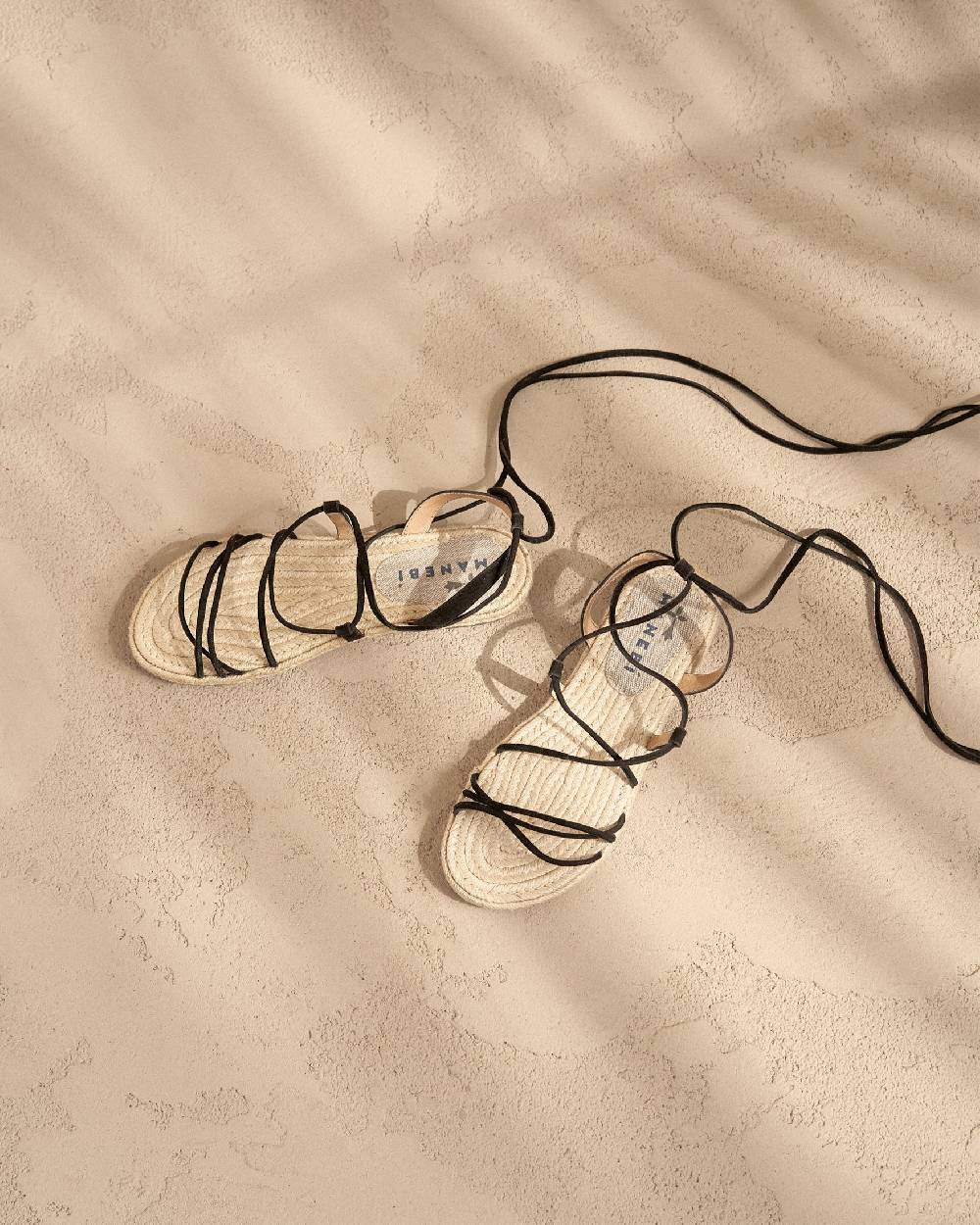 Manebí Suede \u0026 Jute Lace-Up Sandals - Hamptons Black