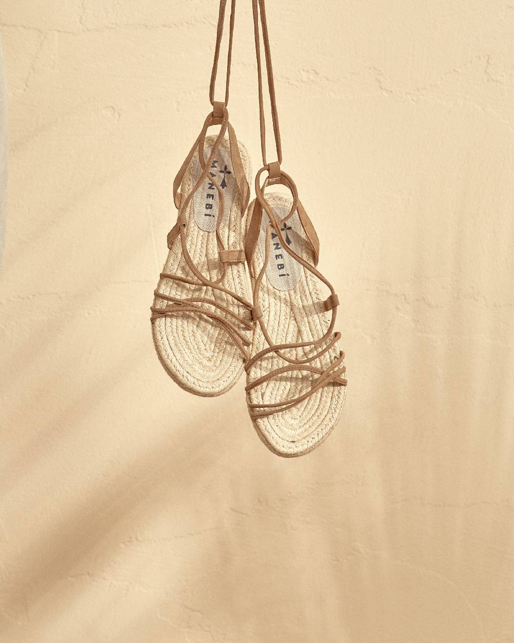 Manebí Suede \u0026 Jute Lace-Up Sandals - Hamptons Tobacco