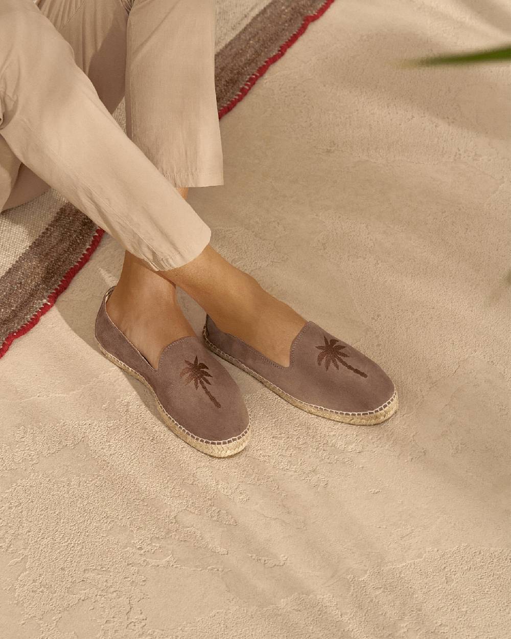 Manebí Suede With Embroidery|Espadrilles - Palm Springs Moka + Palm On Tone