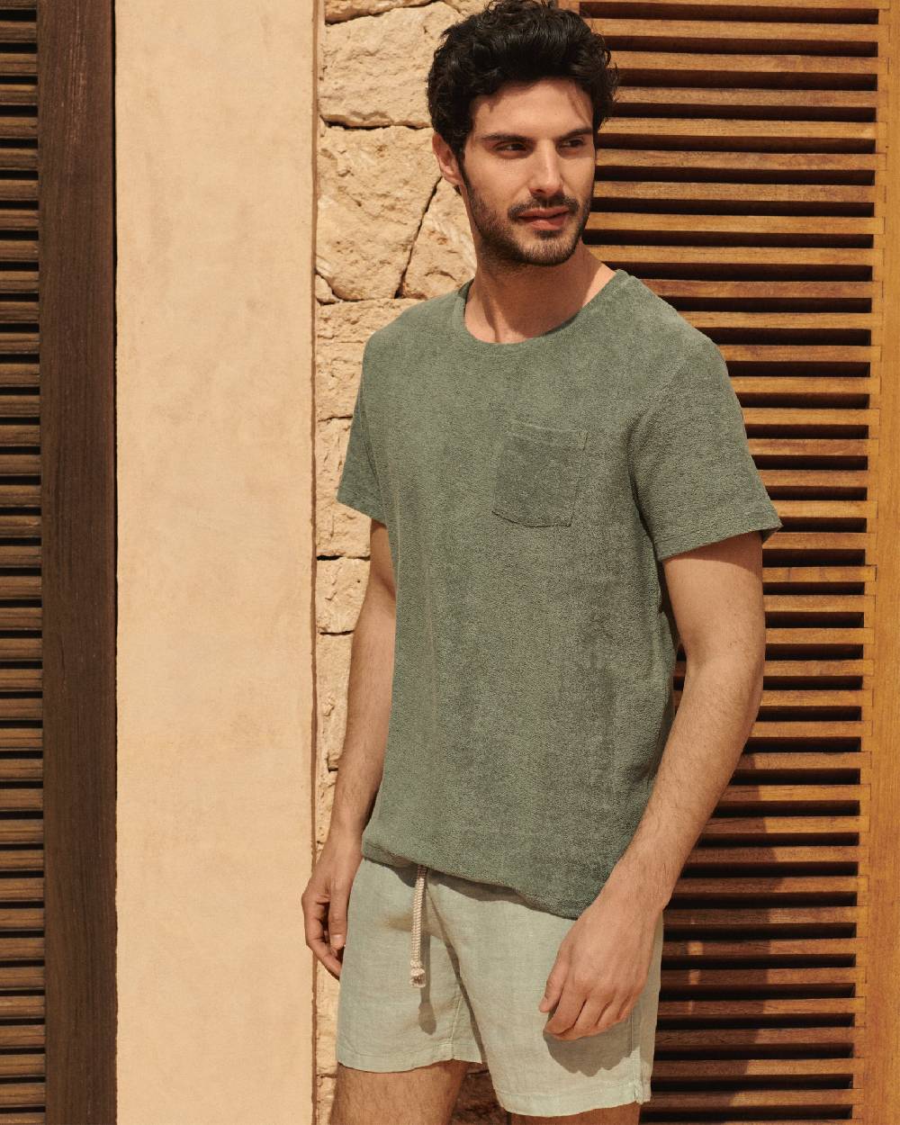 Manebí Terry Cotton Emilio T-Shirt - Made In Portugal Kaki Terry Cotton