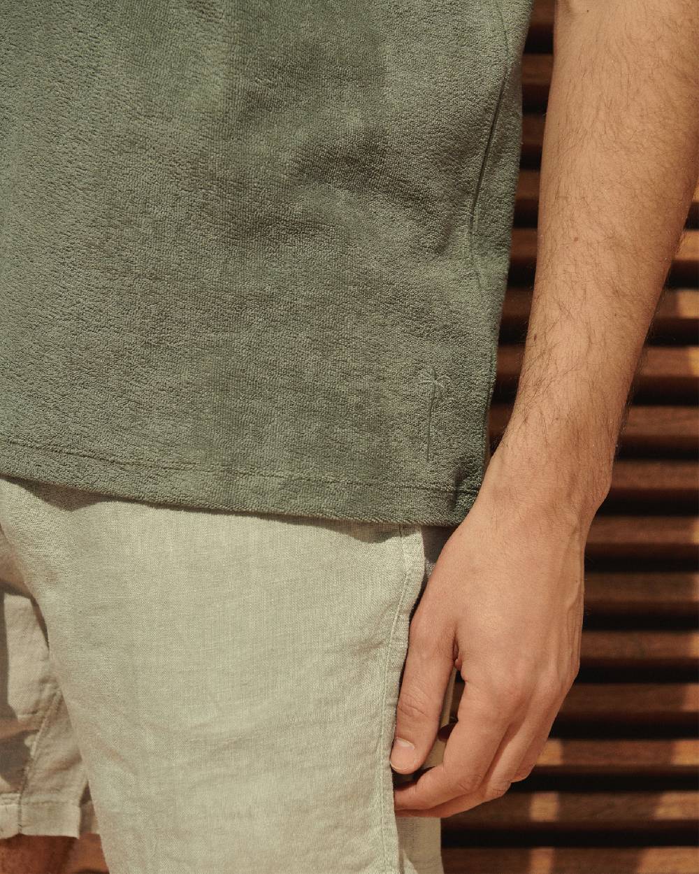 Manebí Terry Cotton Emilio T-Shirt - Made In Portugal Kaki Terry Cotton