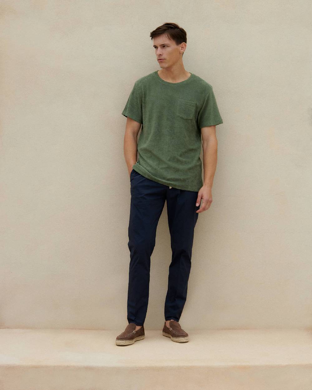 Manebí Terry Cotton Emilio T-Shirt - Made In Portugal Kaki Terry Cotton