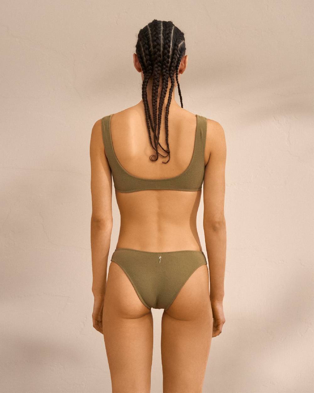 Manebí Terry Cotton Surf Bralette Bikini - Soft Touch Kaki Green