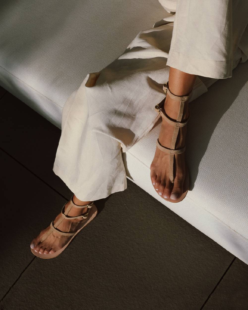 Manebí Triomphe Leather Sandals - Gladiator Champagne Beige