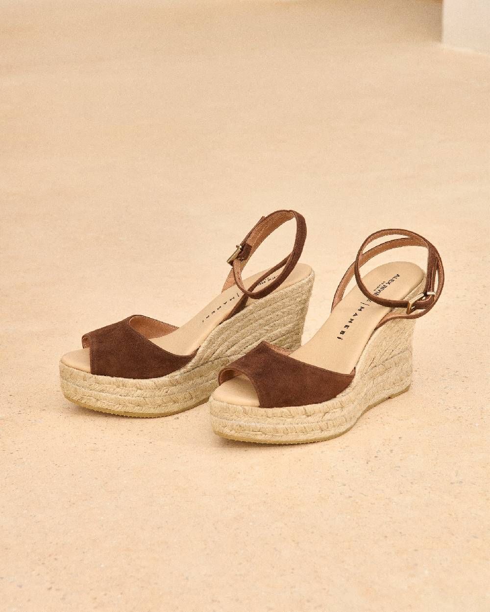 Manebí Viky Soft Suede Open Toe|Wedge Espadrilles - Tobacco