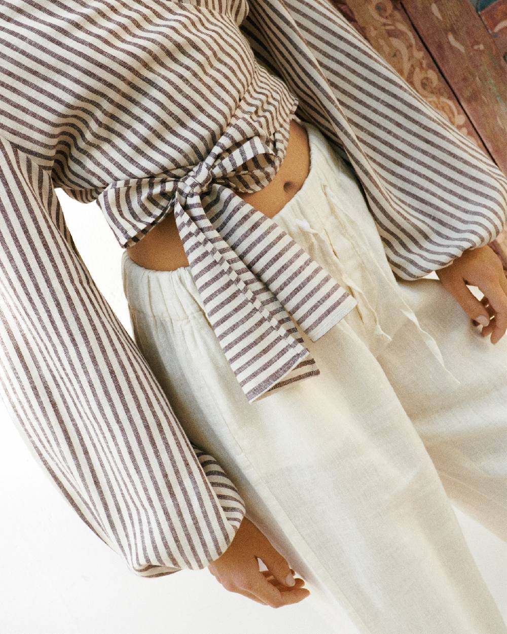 Manebí Viscose Blend Icara Top - Off White \u0026 Cocoa Stripes