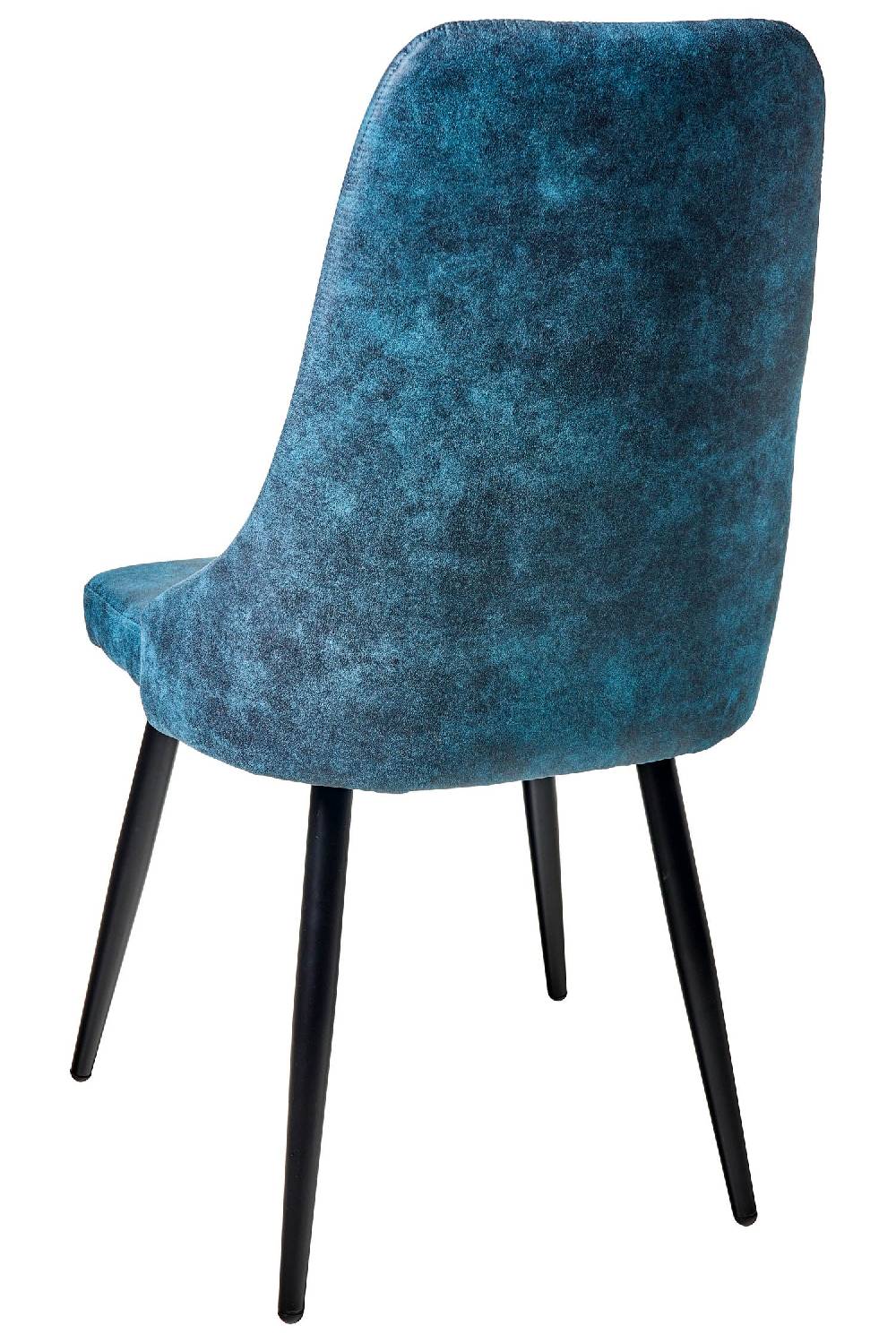 Novità Home Alfa - Sedia Tessuto Simil Pelle Tonalita Azzurra Gambe Nere