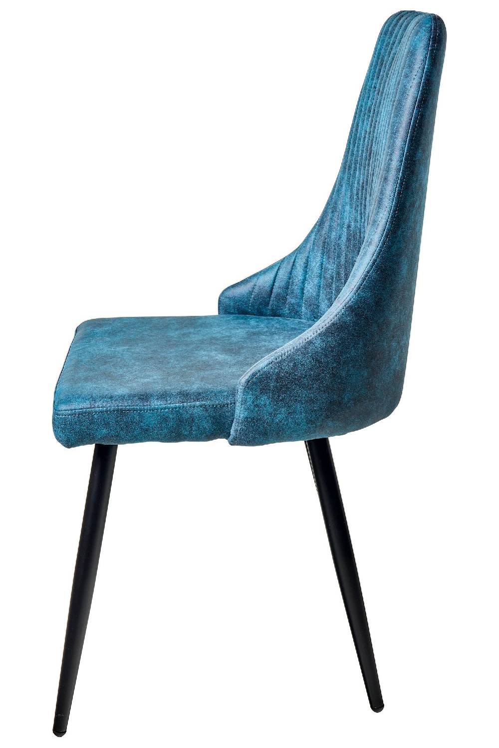 Novità Home Alfa - Sedia Tessuto Simil Pelle Tonalita Azzurra Gambe Nere