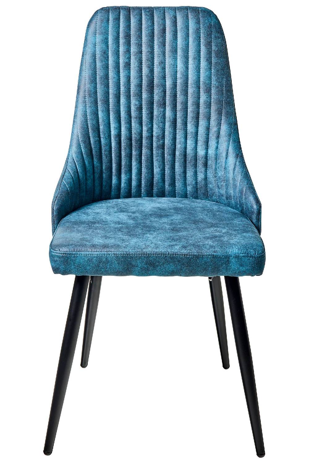 Novità Home Alfa - Sedia Tessuto Simil Pelle Tonalita Azzurra Gambe Nere