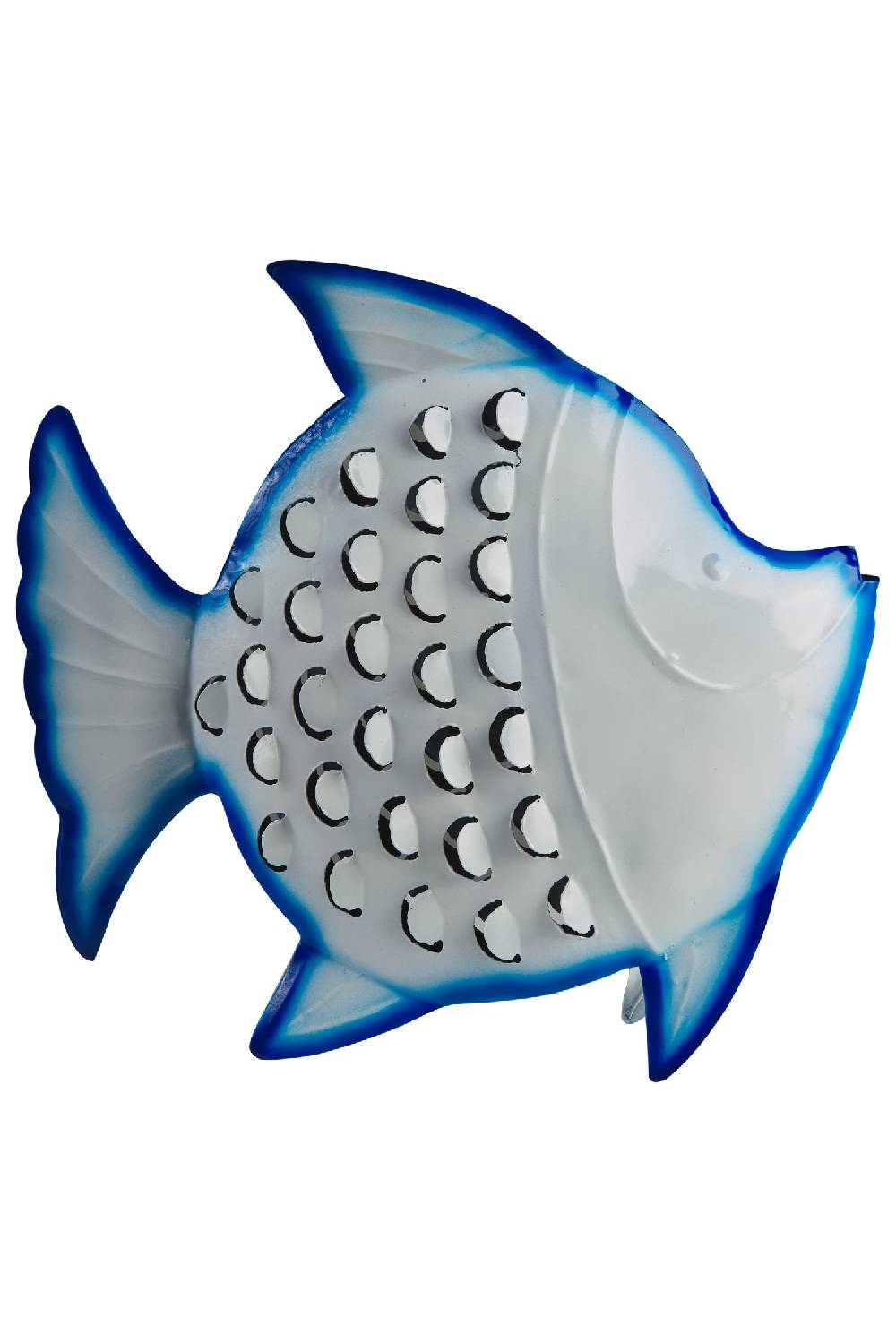 Novità Home Aquarium - Pesce Bianco Grande In Ferro Bianco Bordo Blu