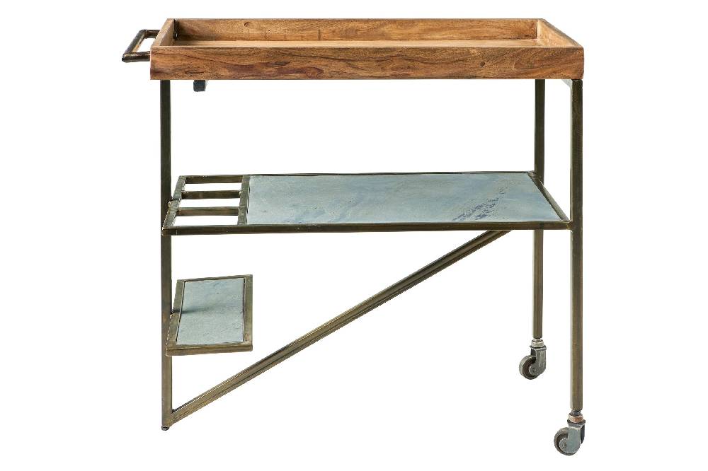 Novità Home Ardesia - Carrello 2 Ripiani C/porta Bottiglie