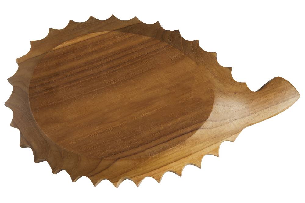 Novità Home Bartender - Ciotola Legno Sagoma Frutto Durian Con Abalone