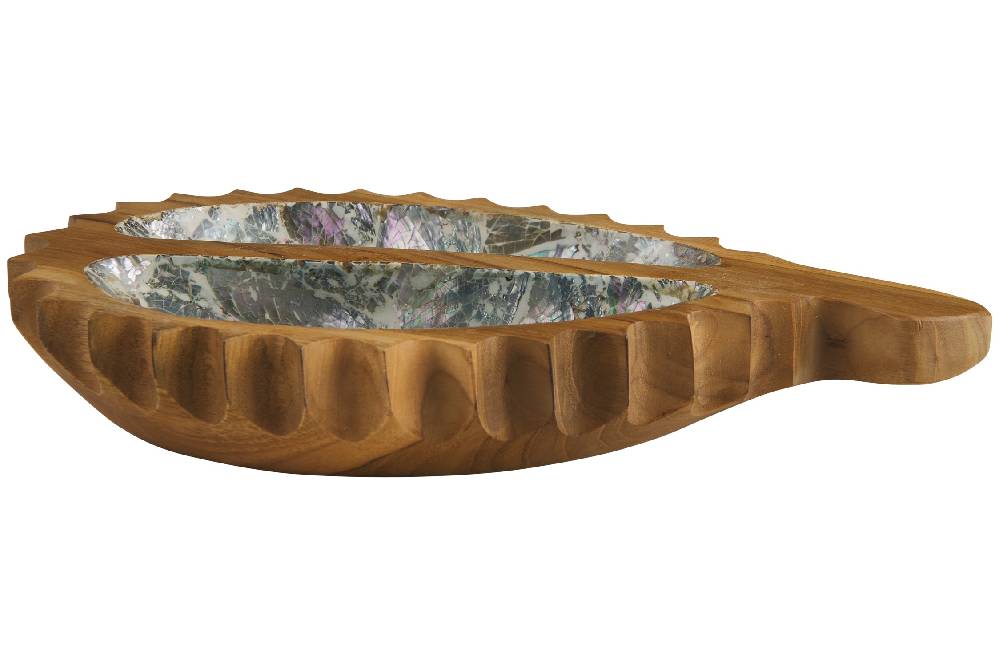 Novità Home Bartender - Ciotola Legno Sagoma Frutto Durian Con Abalone