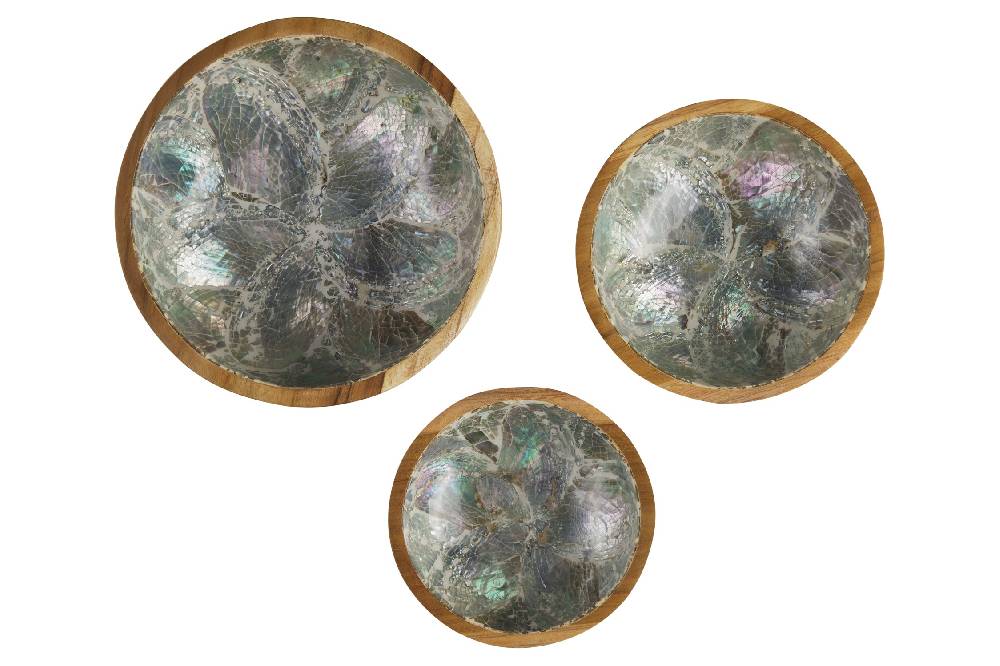 Novità Home Bartender - Ciotoline Set 1/3 Legno E Abalone