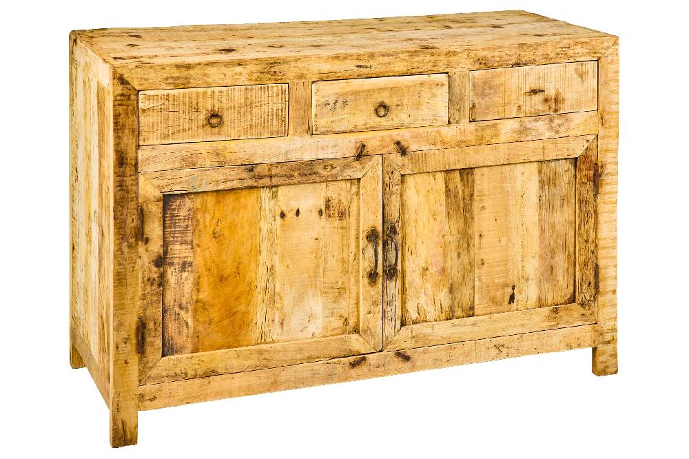 Novità Home Bleached Line - Credenza 3 Cassetti 2 Sportelli In Legno Riciclato