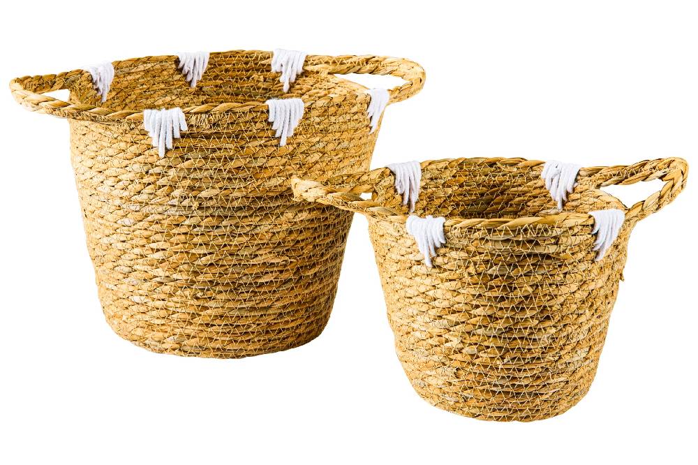 Novità Home Boho Chic - Set 2 Ceste in Seagrass e Cotone 36,5cm