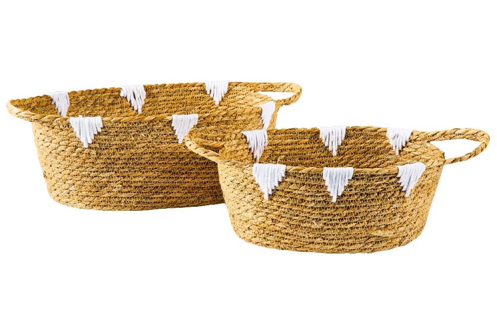 Novità Home Boho Chic - Set 2 Ceste in Seagrass e Cotone 45cm