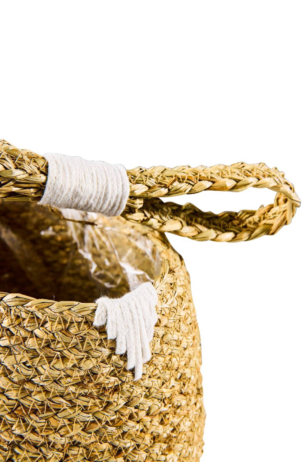 Novità Home Boho Chich - Set 2 Ceste Da Appendere In Seagrass E Cotone