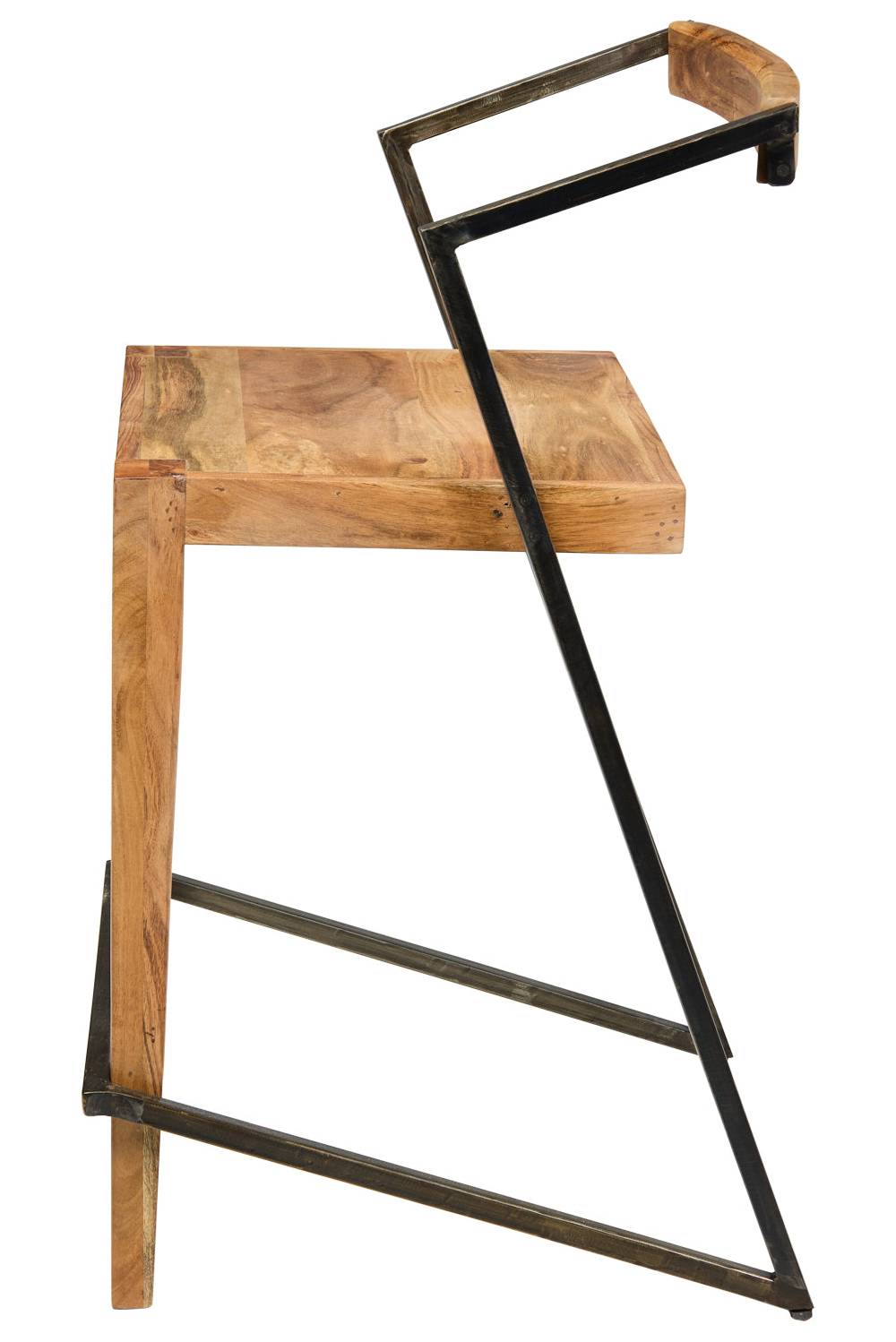 Novità Home Boston - Sgabello Alto In Ferro E Legno Di Acacia