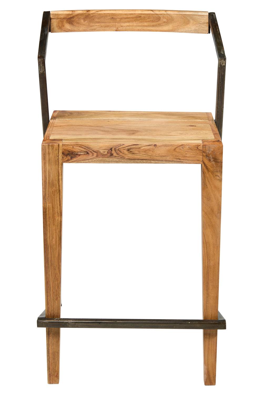 Novità Home Boston - Sgabello Alto In Ferro E Legno Di Acacia