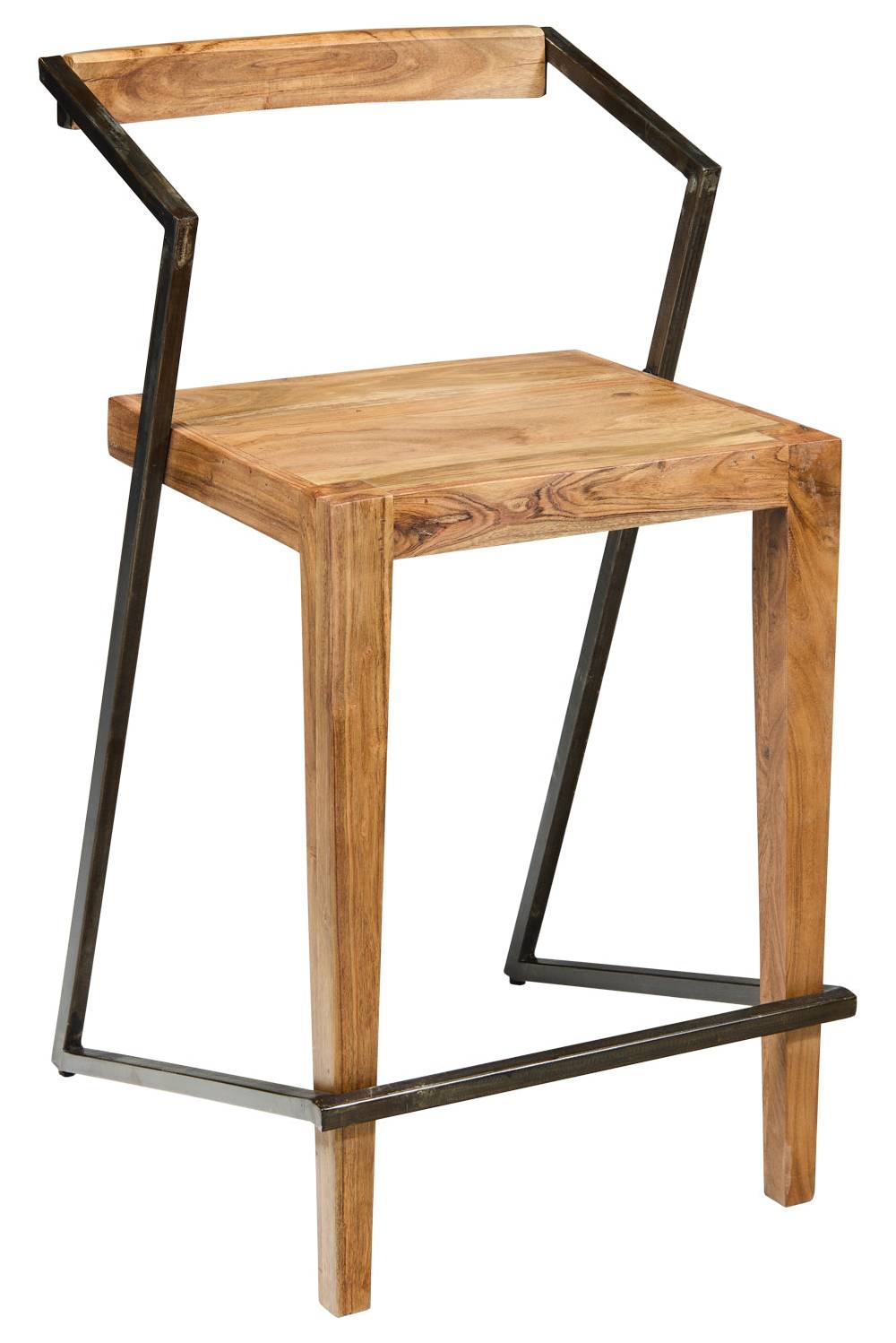 Novità Home Boston - Sgabello Alto in Ferro e Legno di Acacia