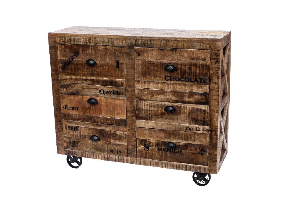 Novità Home Brooklyn - cassettiera 6 cassetti in legno con ruote