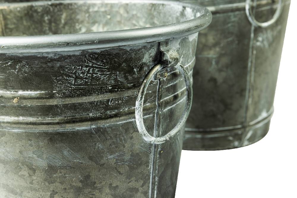 Novità Home Cache Pot - Portavasi Con Anelli Color Zinco Set 1/4