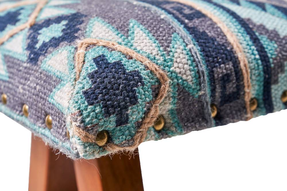 Novità Home Cancun - Panca In Legno Di Acacia Imbottita In Cotone Di Recupero