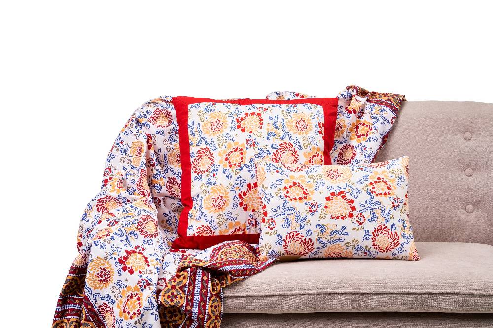 Novità Home Capoliveri - Mezzero Doppio Decor Rosso, Blue In Cotone