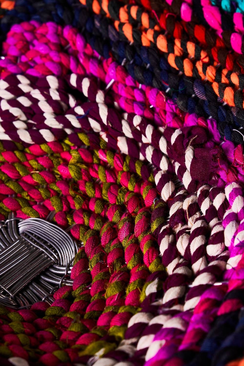 Novità Home Cesta - Coperchio Con Intreccio Argento E Corda Multicolor