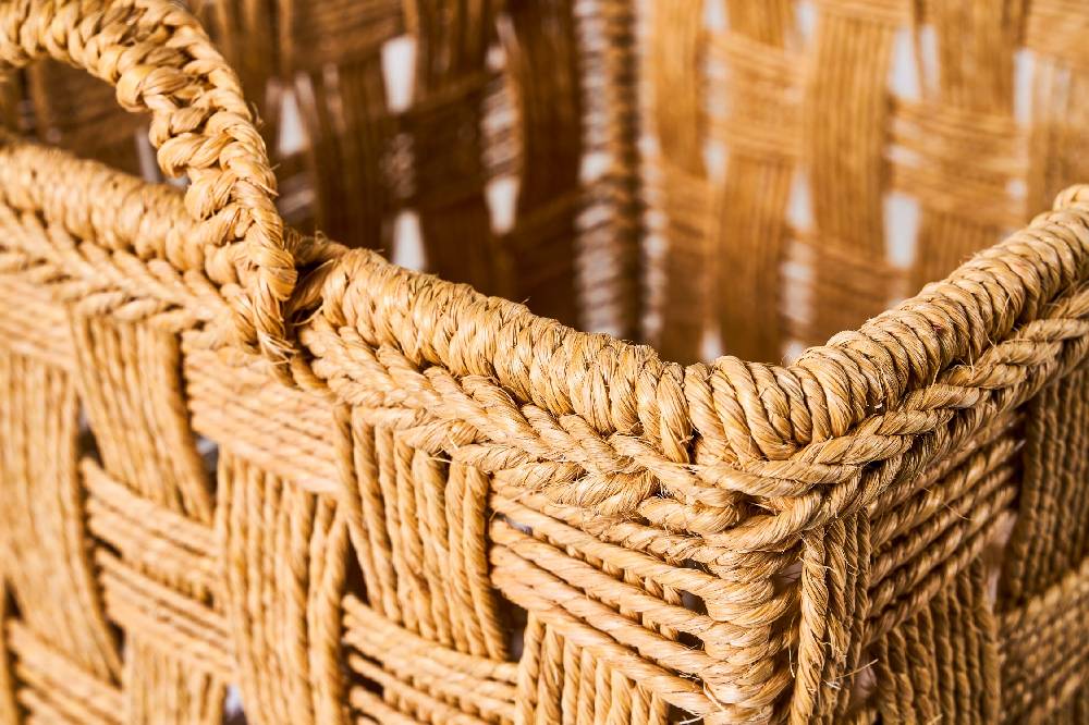 Novità Home Cesta - Quadra Con Manici Intreccio Corda Naturale