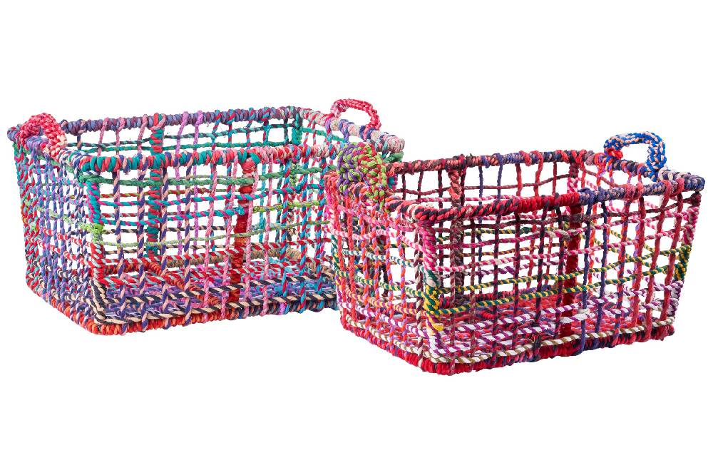 Novità Home Ceste Ferro Rivestite In Cotone Colorato Set 1/2