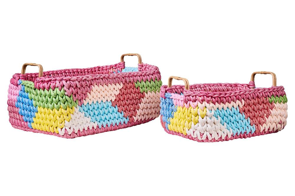 Novità Home Ceste Maglia - Ceste Rettangolari Con Manici Rattan 1/2