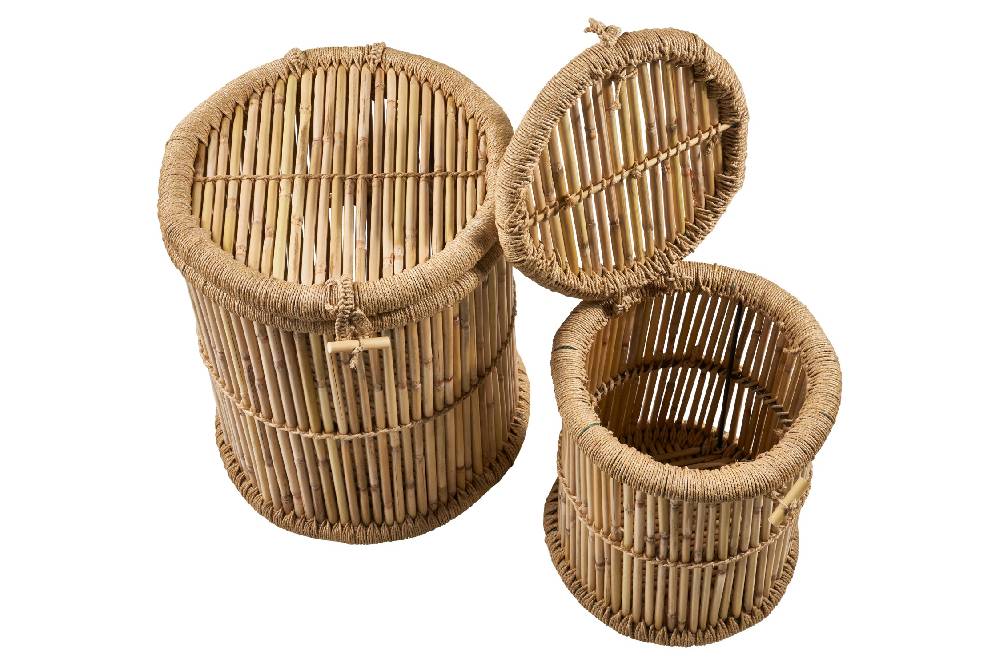 Novità Home Ceste Metallo Set 1/2 Rivestite In Corda