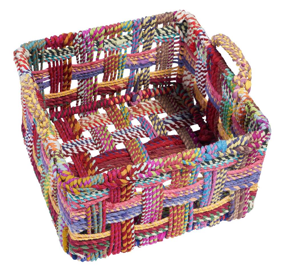 Novità Home Ceste Quadrate Con Manico In Cotone Di Recupero - Set 1/2