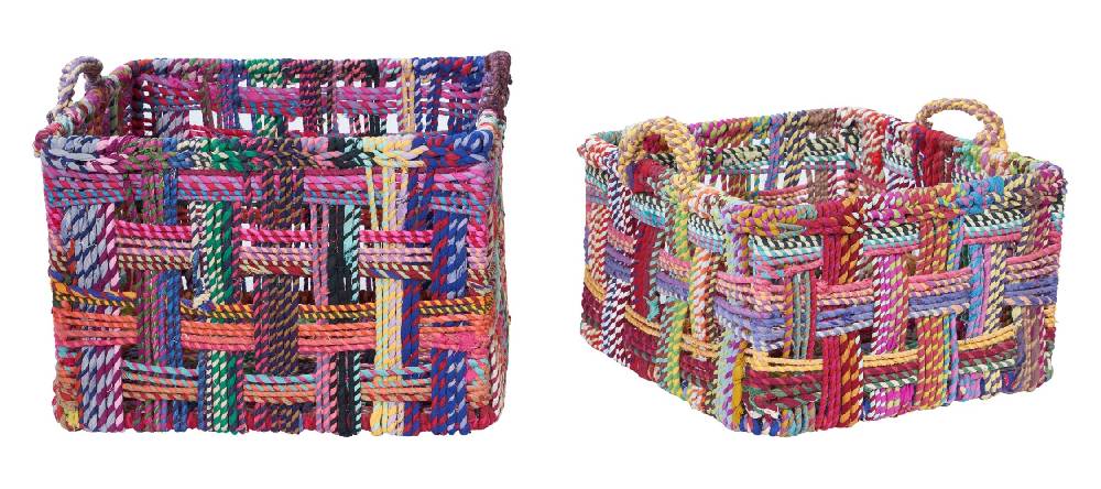 Novità Home Ceste quadrate con manico in cotone di recupero - set 1/2