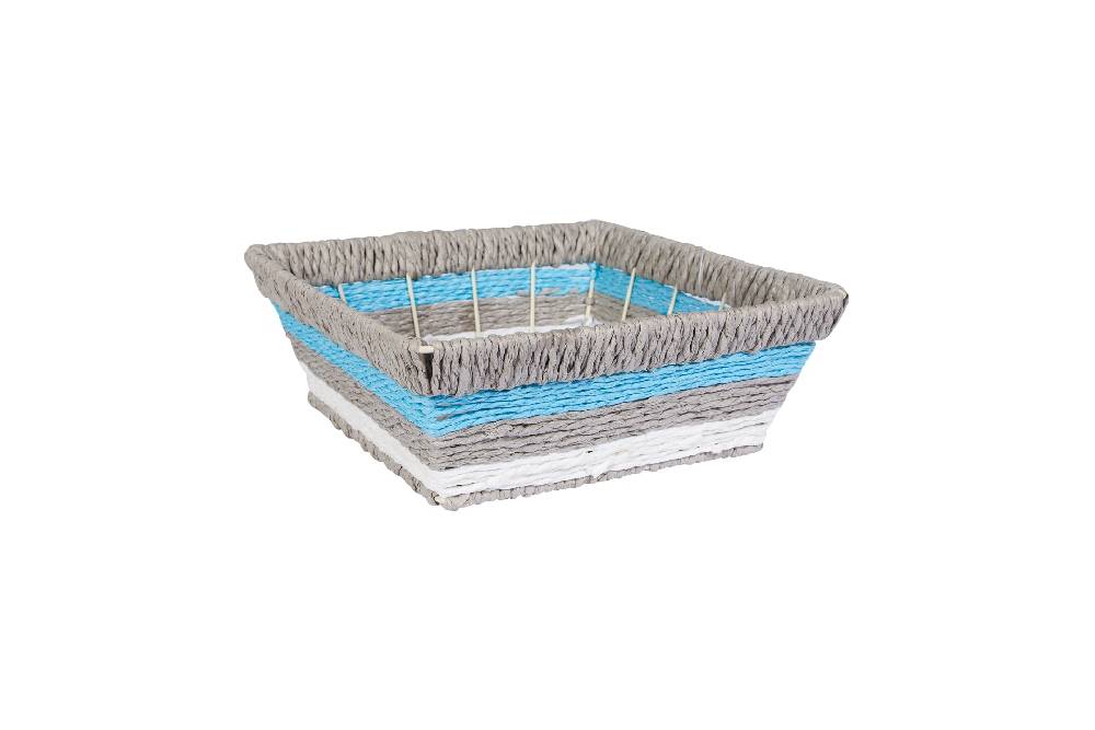 Novità Home Cestino quadrato intrecciato strisce - grigio, bianco, celeste