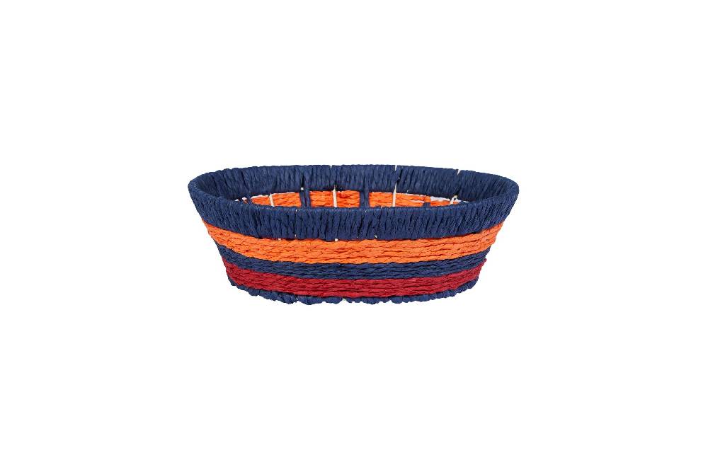 Novità Home Cestino rotondo intrecciato strisce - blue, arancione, rosso