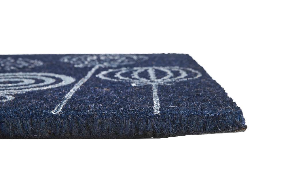 Novità Home Coco Door Mat-Decor Palle Natalizie Fondo Nero Disegno Argento
