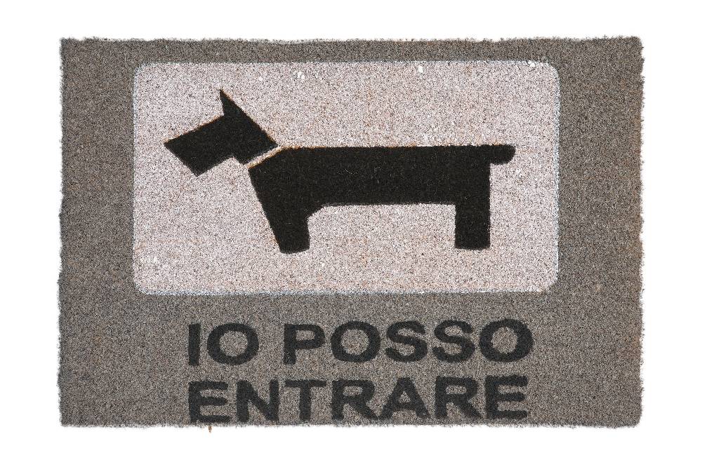 Novità Home Coco door mat-sagoma cane io posso entrare nero grigio