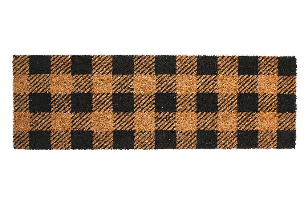 Novità Home Coco Door Mat- Stampato Effetto Pied De Poule Naturale Nero