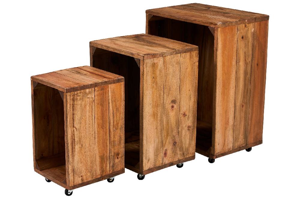 Novità Home Cordonnier - Mobiletti Aperti Set 1/3 Con Ruote