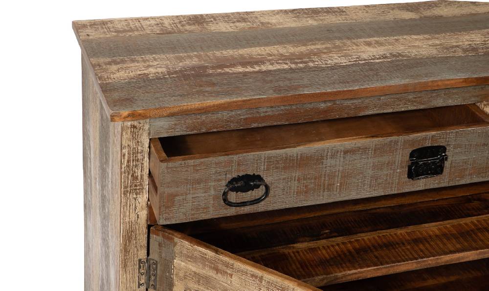 Novità Home Credenza 2 Cassetti E 2 Sportelli In Legno Con Ruote