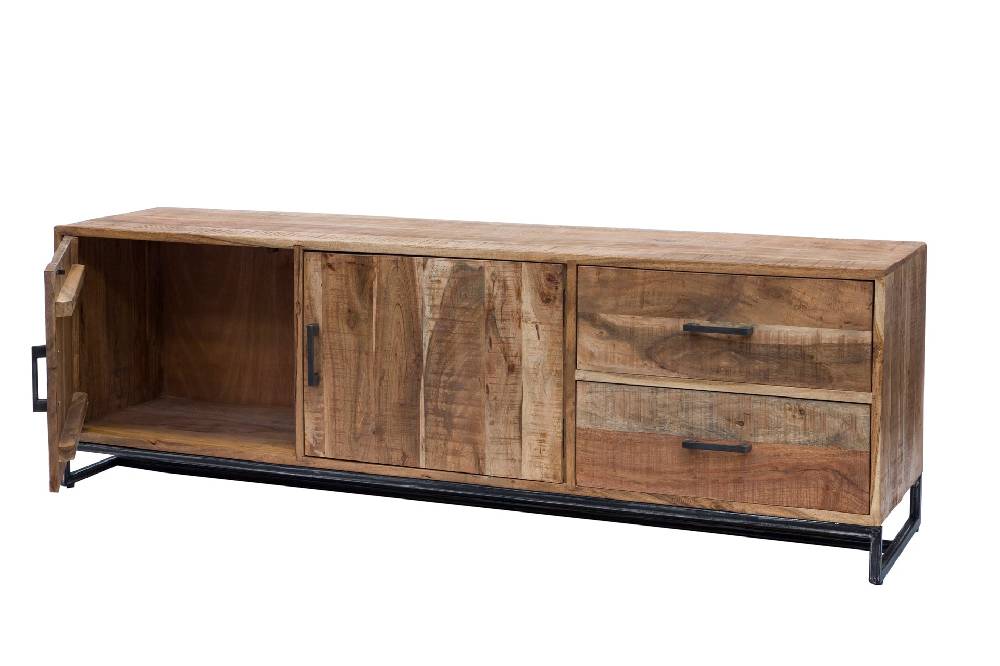 Novità Home Credenza 2 Cassetti E Sportelli In Legno Naturale E Metallo