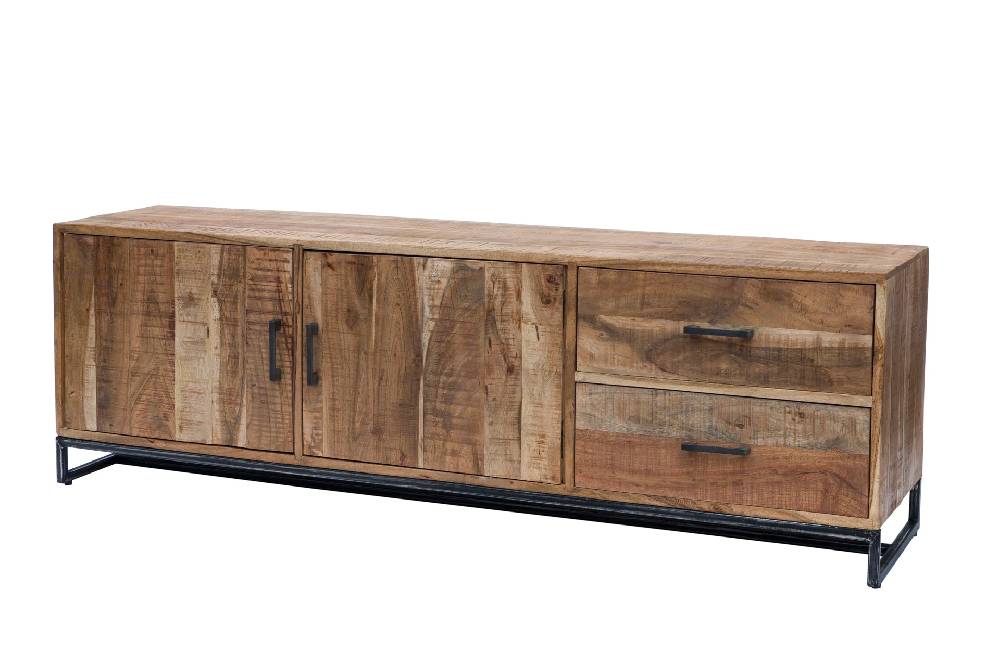 Novità Home Credenza 2 cassetti e sportelli in legno naturale e metallo