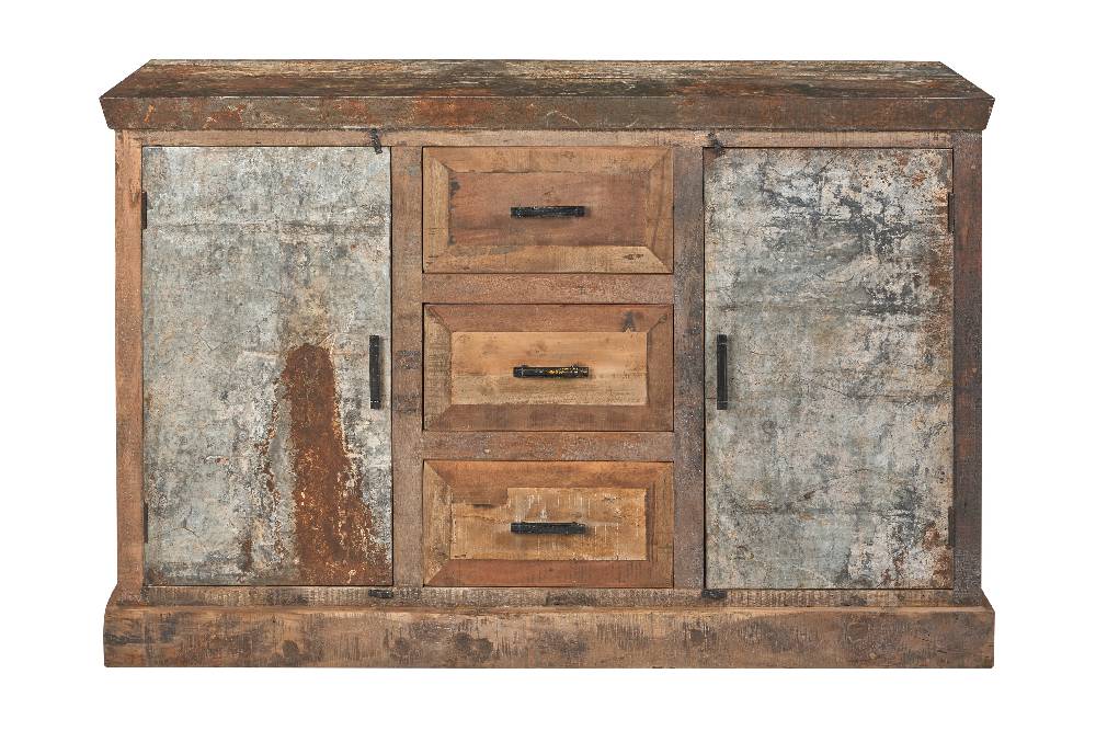 Novità Home Credenza 2 Sportelli Metallo E 3 Cassetti Legno Recycled